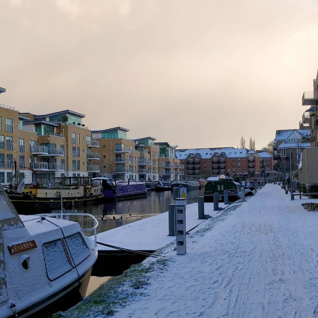 Brentford canal in snow