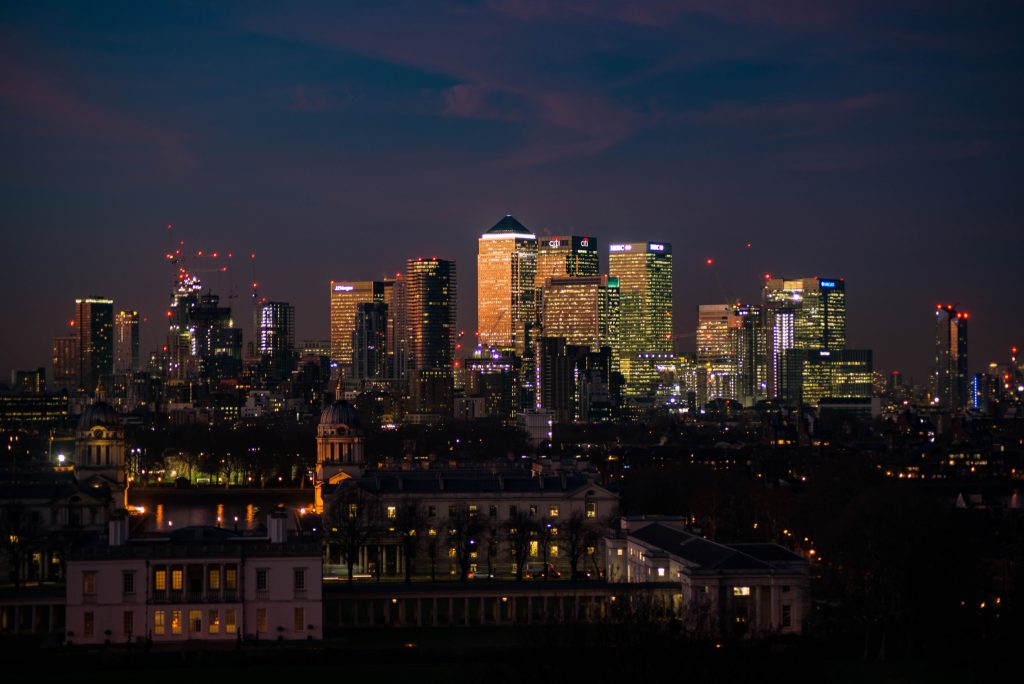 Canary Warf at night