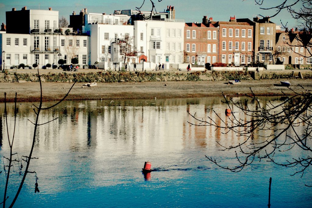 River with Houses in the background