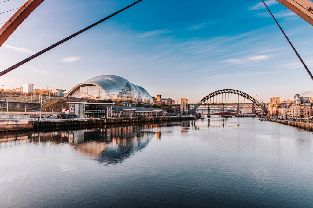 Newcastle river with famous buildings in the background