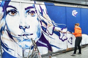 Street art being painted in Croydon