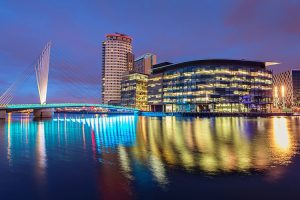 View of MediaCity from across the river