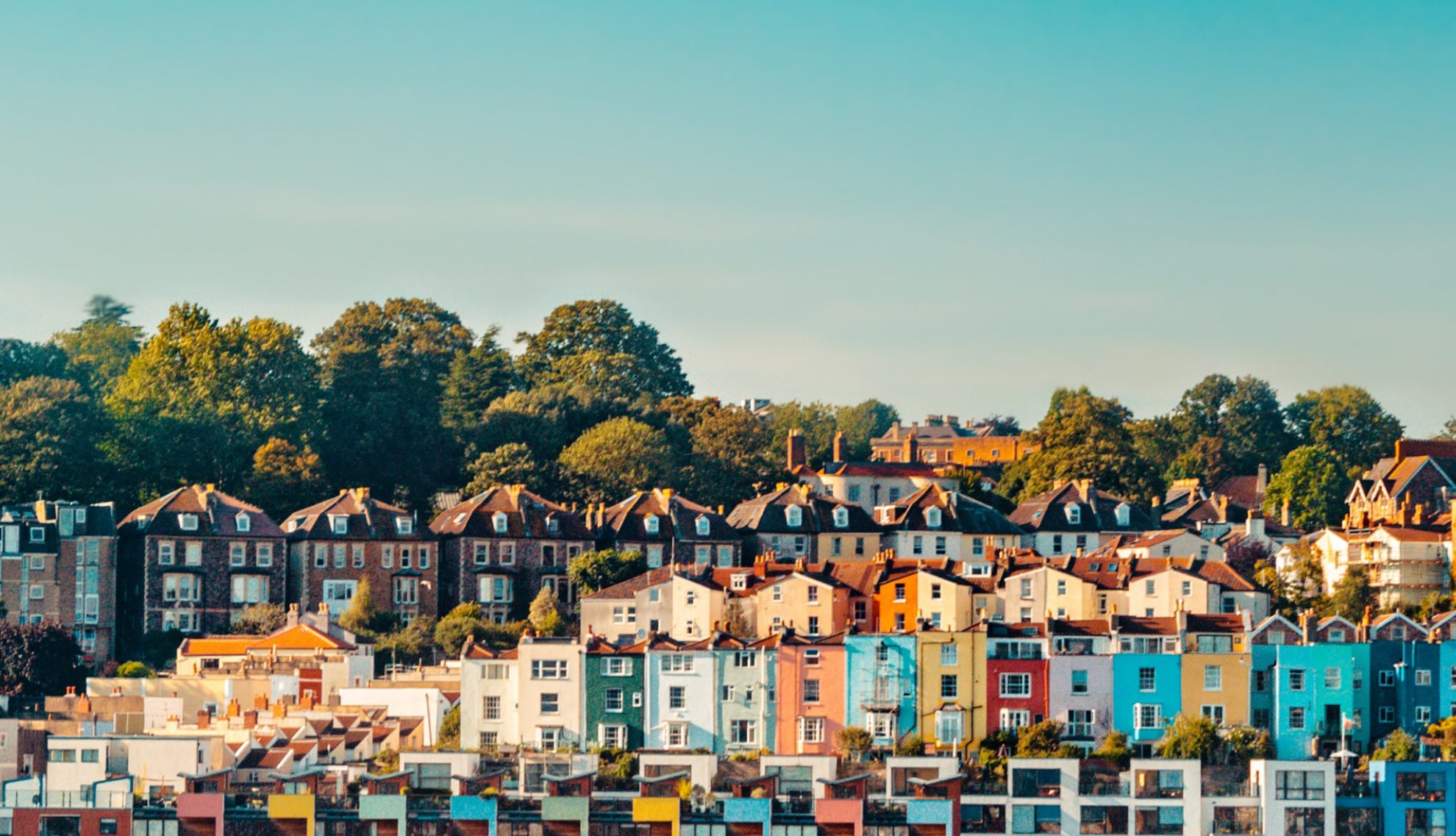 Colourful terraced houses in Bristol