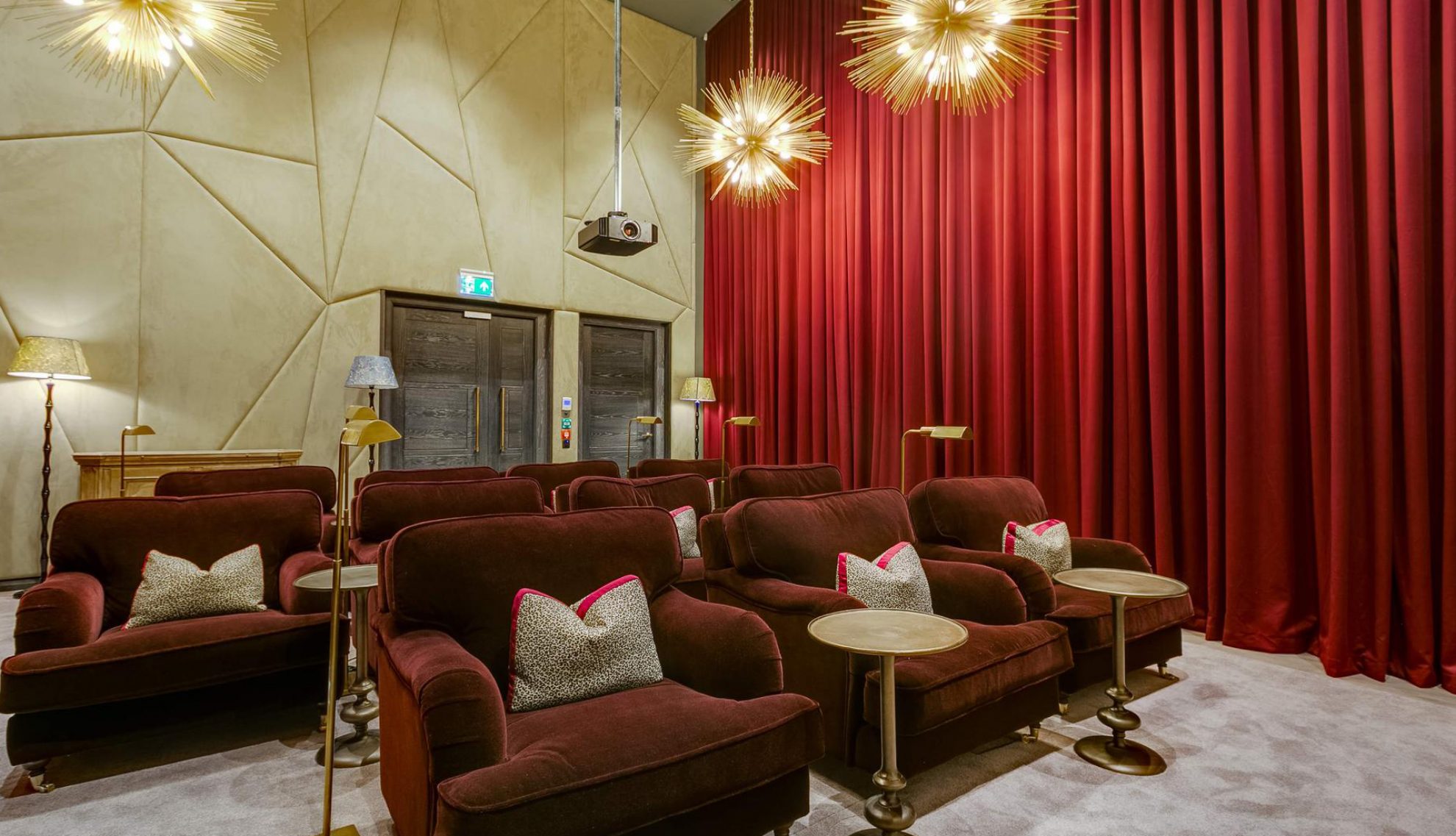 The private cinema at London rental development Sailmakers in Canary Wharf