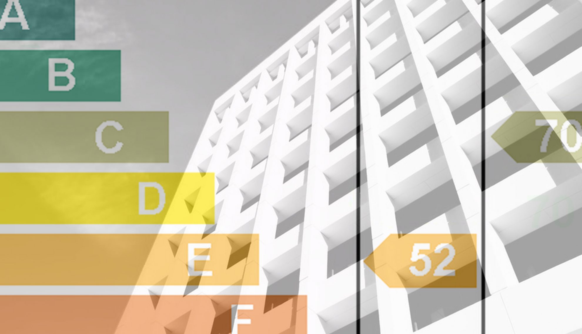 Buildings with EPC rating superimposed