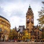 View of Sheffield City Council and Sheffield town hall in autumn