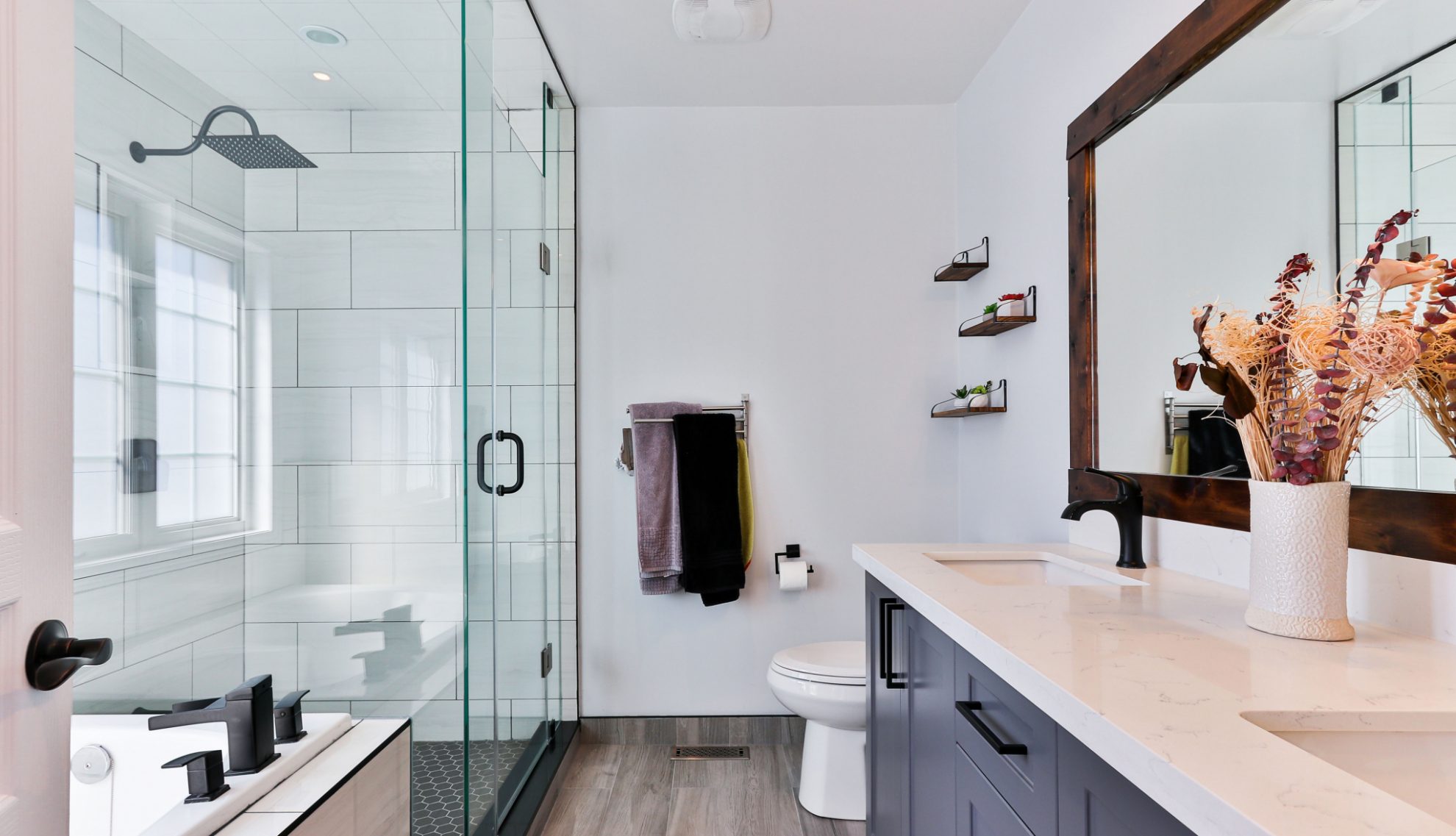 Modern bathroom with various fixtures and fittings
