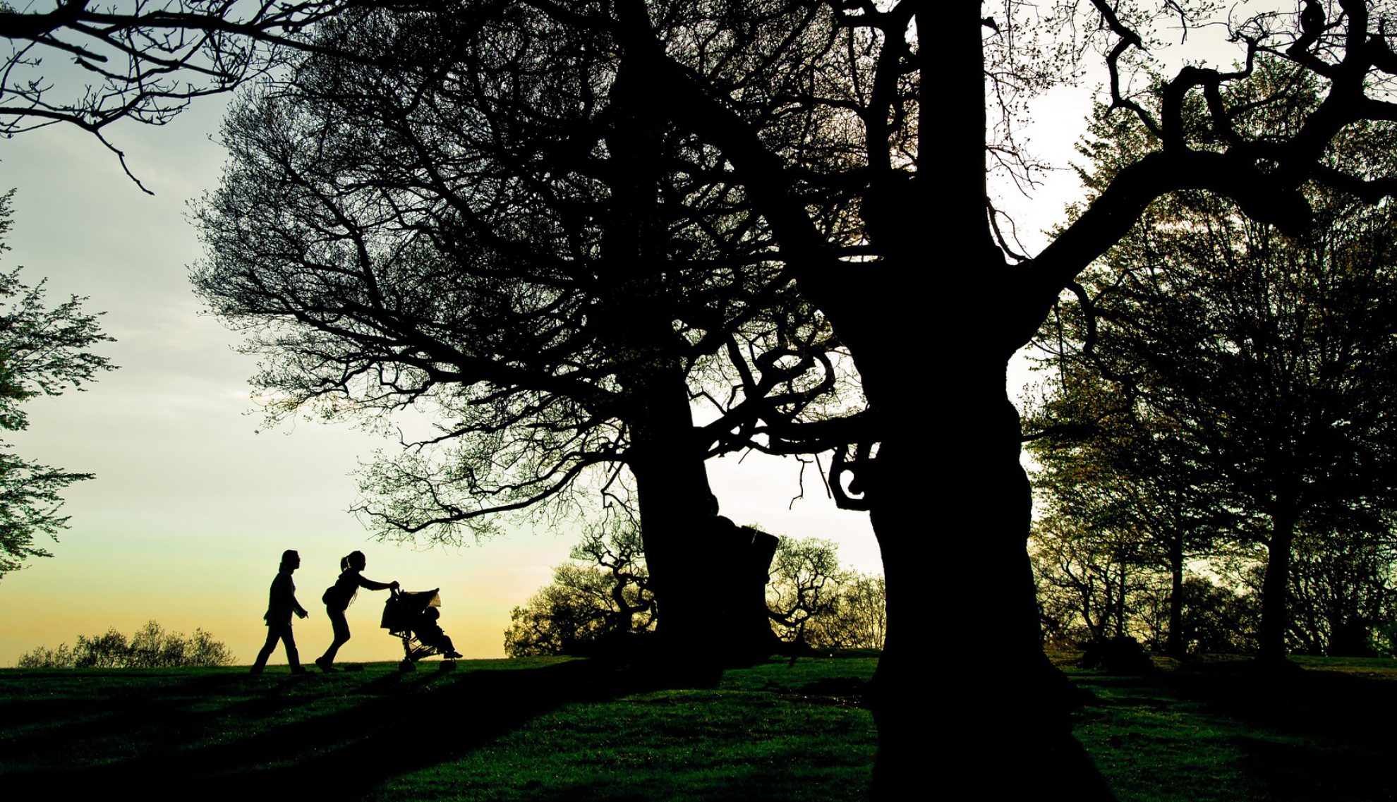 Silhouetted people and trees in Richmond - the safest place to live in London in 2021