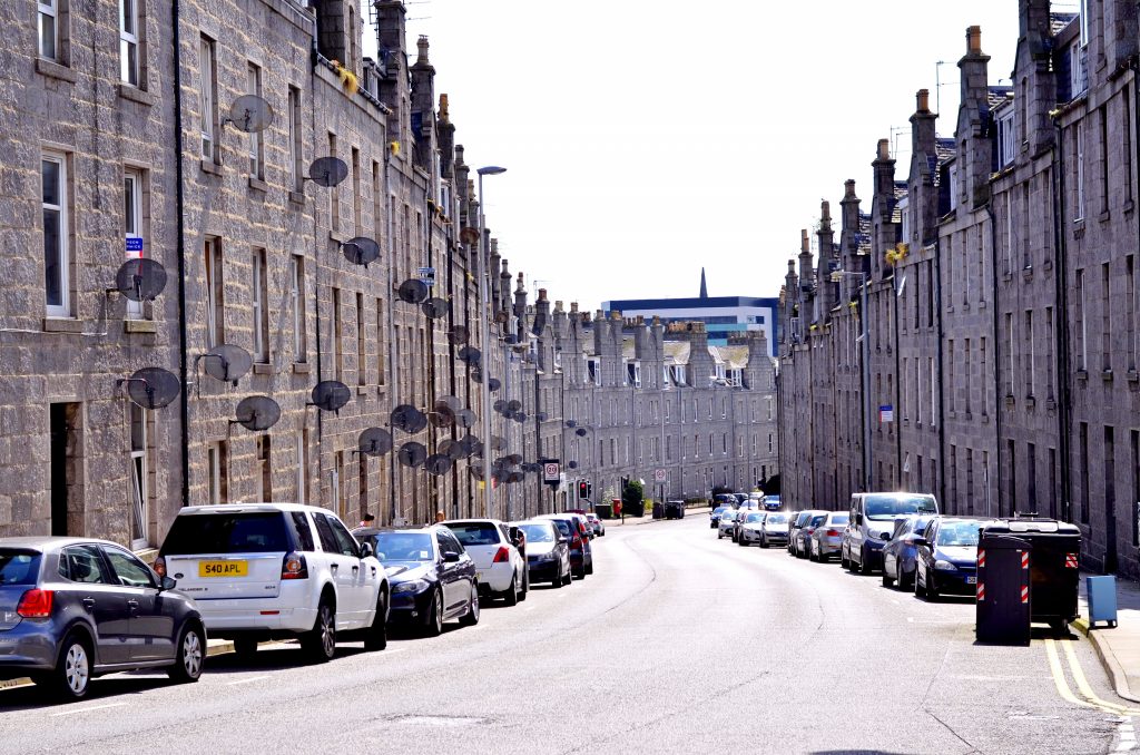 A historic terraced street in Aberdeen