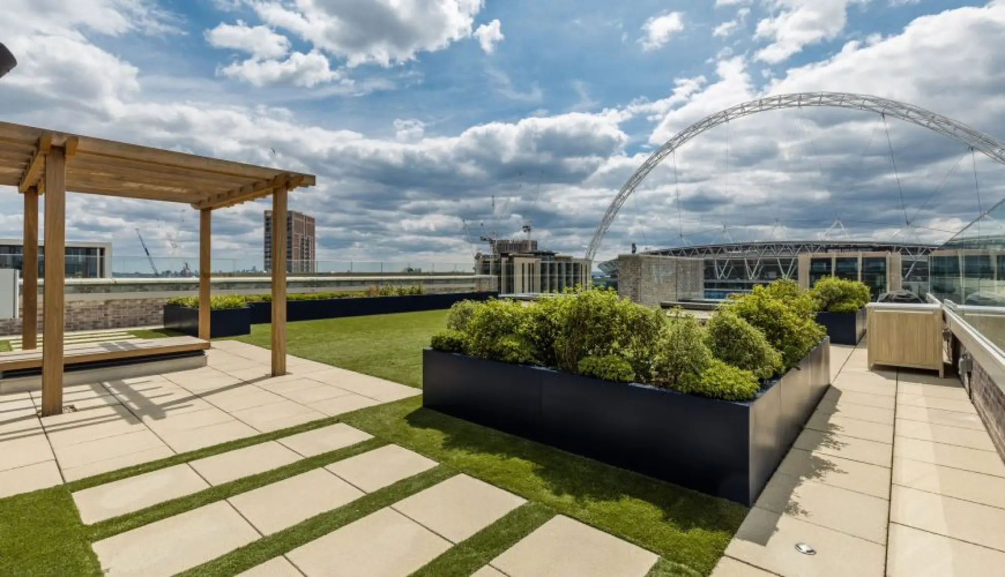 The Landsby rooftop terrace in Wembley Park, North West London