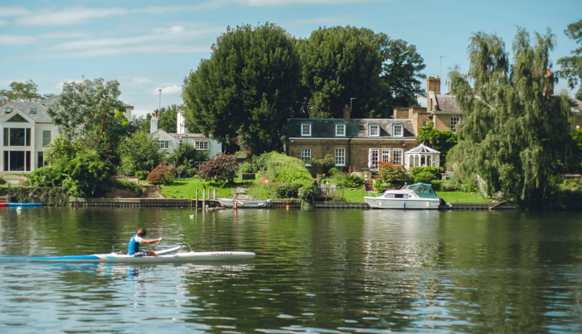 Rower on the river in Kingston upon Thames