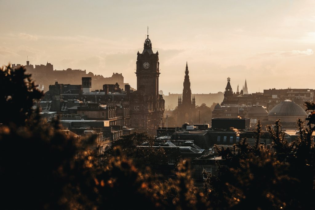 View over Edinburgh, capital city of Scotland