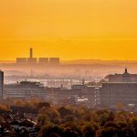 Snuset view over Nottingham, East Midlands