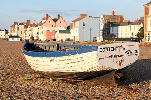 Aldeburgh beach in Suffolk, East England