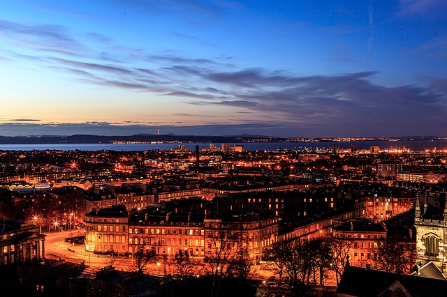 View over Edinburgh at night