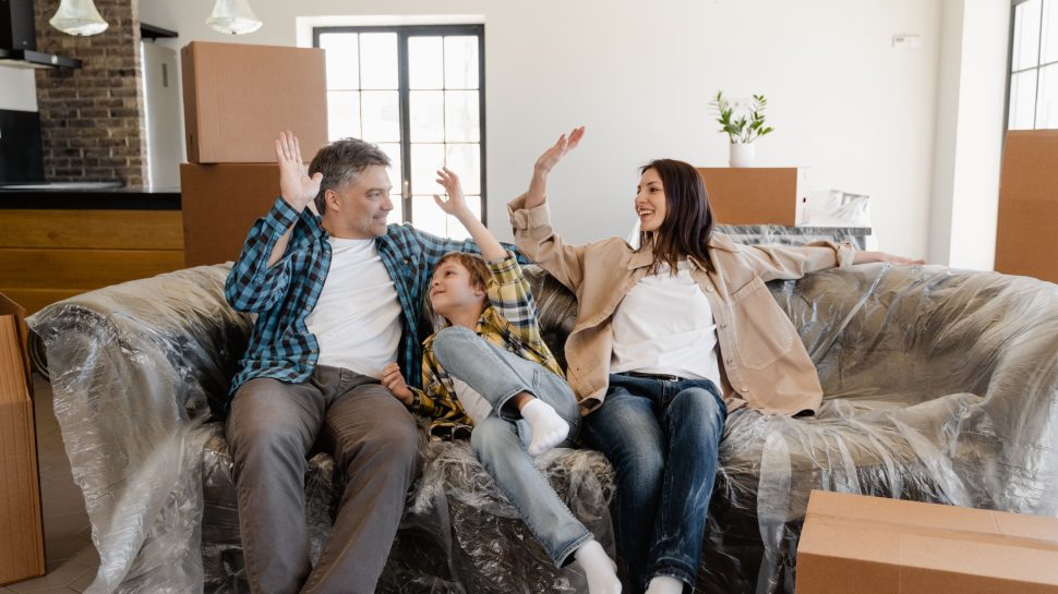 Family moving into social housing.